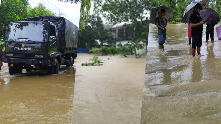 তীব্র স্রোতে ডুবছে সব, গত বছরের মতো বন্যার আতঙ্ক ফেনীতে