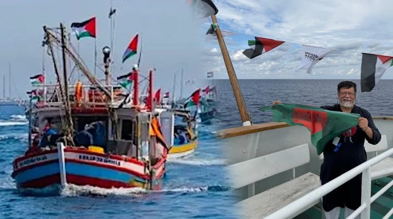 গাজা অভিমুখী ফ্লোটিলায় উড়ছে বাংলাদেশের পতাকা